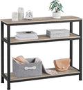 Entryway Table with Storage Shelves, 40 Inch Console Table with Metal Frame, Wood behind Couch Sofa Tables for Entryway, Living Room, Gray