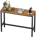 Bar Table, Bar Height Pub Table, Counter Height Table with Sturdy Metal Frame, Rectangular High Top Table for Kitchen & Dining, Living Room (55.11", Teak)