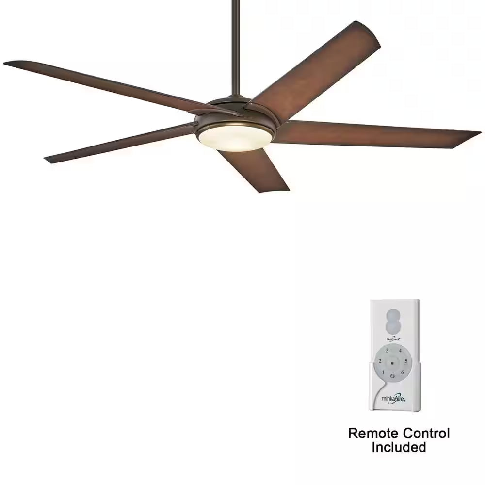 Raptor 60 In. Integrated LED Indoor Oil Rubbed Bronze Ceiling Fan with Light with Remote Control